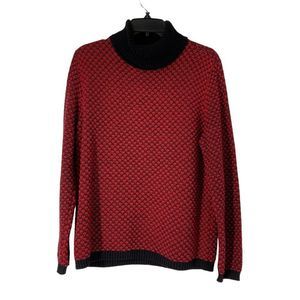 Women’s Karen Scott XLP turtle neck tunic sweater Geo pattern red 5555